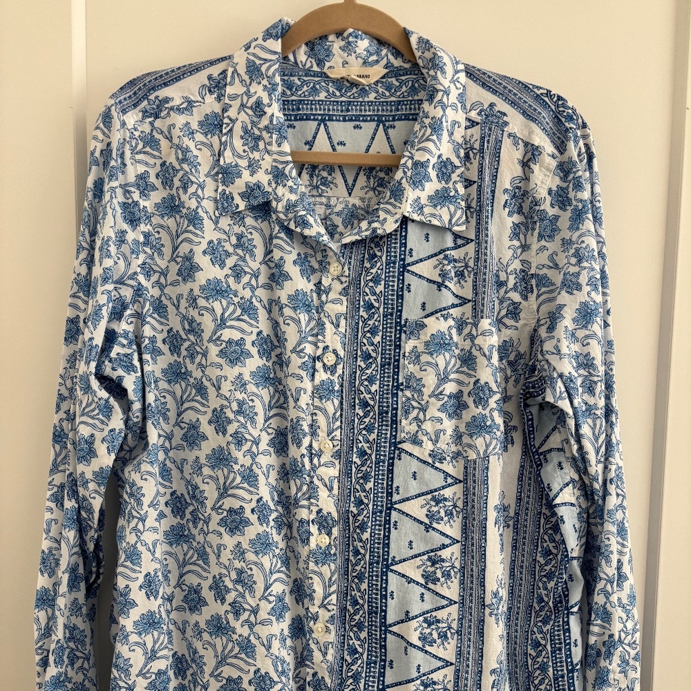 Lucky Brand Mix Button Down- Blue Paisley- XL